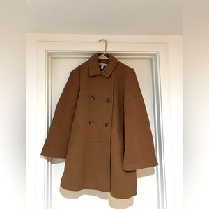 ZARA TRAFALUC Wool Blend Peacoat Brown Size S